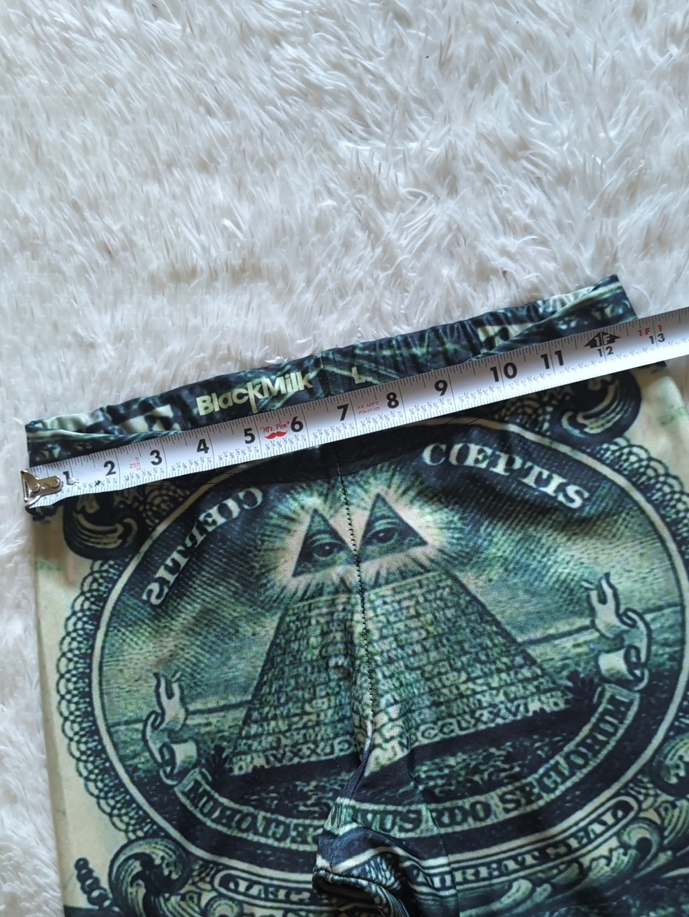 Blackmilk Old School The Dollar Green Illuminati Themed Leggings Size Large - Picture 10 of 13